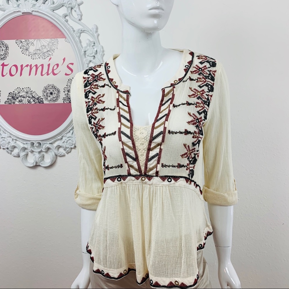 Altar’d State / Boho Cream Mesh Embroider
